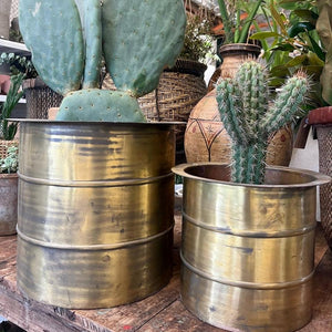 Brass ringed planter