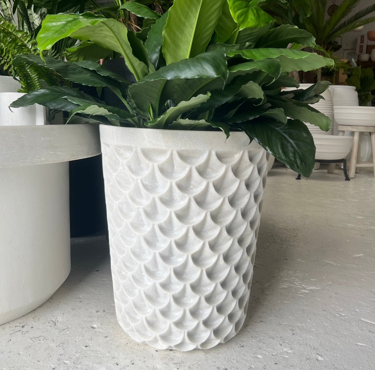 Marble fish scale planter