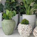 Green whitewashed urn